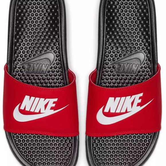 Nike Benassi JDI Black White Red Men\'s Sandal Slides